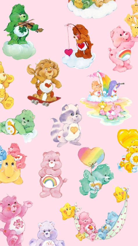 Care Bears Desktop Wallpaper, Vintage Care Bears Aesthetic Wallpaper, Care Bears Art, Wish Bear Care Bear, Care Bears Aesthetic, Yellow Care Bear, Bears Aesthetic, Bears Art, Care Bear Tattoos