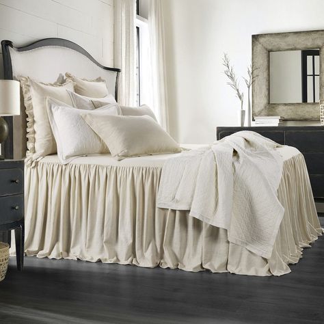 PRICES MAY VARY. Skirt:70%viscose 30%linen Decking Face:70%viscose 30%linen Decking Back:100%polyester SUPER KING SET: 3 Piece set includes (1) Bedspread (78"x80" + 33" drop) and (2) Pillow Shams (21"x34"). Material: skirt 70% viscose 30% linen, decking face 70% viscose 30% linen, decking back 100% polyester. INSPIRED DESIGNS: At HiEnd Accents, we create bedding and home decor that’s part wow factor, part comfort, and all you. Our creative team travels the world to find inspiration and translate Ruffle Bedspread, Farmhouse Style Bedding, All White Room, Modern Rustic Farmhouse, Linen Bedspread, Queen Bedspread, Lightweight Bedding, Romantic Shabby Chic, Shabby Chic Farmhouse