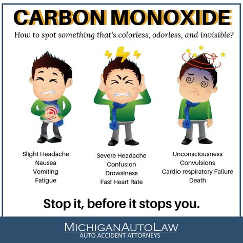 Learn how to detect signs of carbon monoxide. High levels of carbon monoxide can become deadly! Fast Heart Rate, Carbon Monoxide Poisoning, Severe Headache, Carbon Monoxide, Brain Damage, Attorney At Law, Health Risks, Emergency Kit, Story Ideas