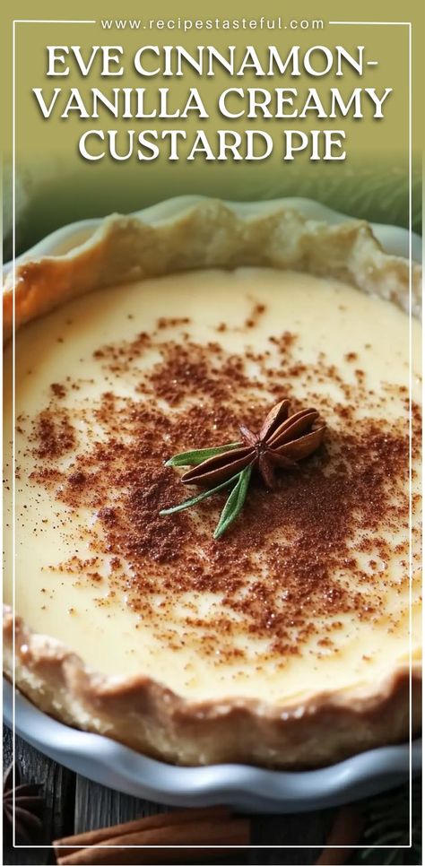 This Christmas Eve Cinnamon-Vanilla Creamy Custard Pie is the perfect dessert to celebrate the holiday season. With a rich, creamy custard filling flavored with vanilla and cinnamon, this pie is sure to be a crowd-pleaser. It’s simple to make and can be prepared ahead of time. Serve it with a dollop of whipped cream and a sprinkle of cinnamon for a festive touch! #ChristmasDessert #HolidayPie #CinnamonVanillaPie #CreamyCustardPie #ChristmasEveRecipe Vanilla Custard Pie Recipe, Creamy Custard Pie, Vanilla Custard Pie, Vanilla Custard Recipe, Vanilla Pie, Custard Pie Recipe, Holiday Pies, Custard Recipes, Vanilla Whipped Cream