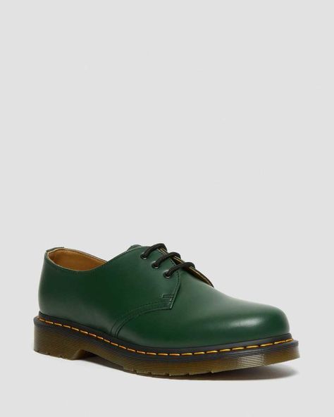 1461 Smooth Leather Shoes | Dr. Martens Green Oxford Shoes, 1461 Smooth Leather Oxford Shoes, How To Clean Suede, Oxford Shoes Men, Leather Oxford Shoes, Unisex Shoes, Goodyear Welt, School Shoes, Girls Boots