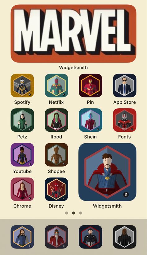 Marvel Widgetsmith Ideas, Marvel What If Icons, Marvel Icons For Apps, Marvel Ios 16 Wallpaper, Avengers App Icons, Marvel Phone Theme, Marvel Widgets Iphone, Avengers Widget, Marvel Home Screen