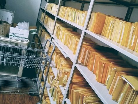 Office files aesthetic file room random business Filing Room Office, Office Files Aesthetic, Paperwork Aesthetic, Severance Aesthetic, Overworked Aesthetic, Business Office Aesthetic, Archivist Aesthetic, Coroners Office, Documents Aesthetic