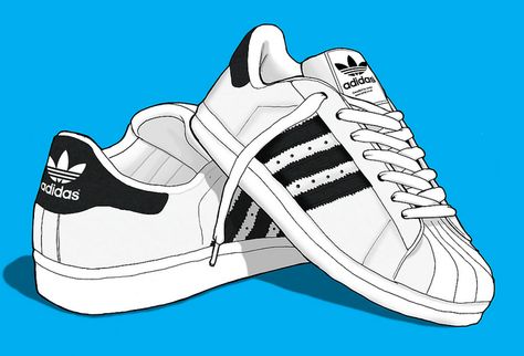 Adidas Superstars by Erlen Masson Adidas Superstar Drawing, Adidas Shoes Drawing, Adidas Cartoon, Adidas Anime, Adidas Drawing, Sneaker Pics, Shoe Drawings, Adidas Aesthetic, Shoe Artwork