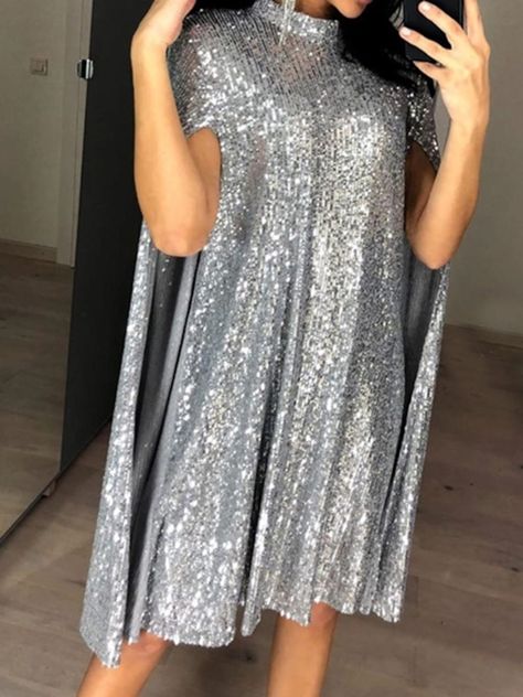 Strech Dresses, Embellished Party Dress, Sequin Dress Party, Mandarin Collar Dress, Sequin Dress Short, Sundresses Women, Gaun Fashion, Semi Formal Dresses, Sequin Party Dress