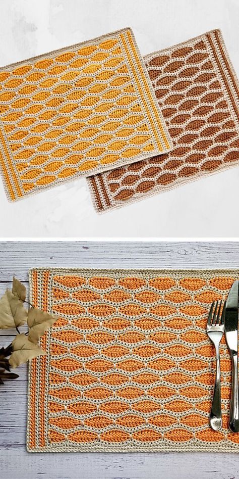 Fall Crochet Placemats, Crochet Thanksgiving Placemats, Mosaic Crochet Placemats, Tunisian Crochet Placemats Patterns, Crochet Place Mats Free Pattern Placemat, Crocheted Placemats Free Patterns, Crochet Placemats Free Pattern Rectangle, Crochet Placemats Free Pattern, Knit Placemats