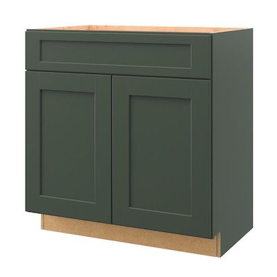 Sage Bathroom Vanity, Sage Bathroom, Semi Custom Cabinets, Shaker Door Styles, Bathroom Vanities Without Tops, Stock Cabinets, Green Kitchen Cabinets, Furniture Board, Painted Drawers