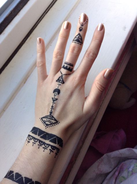 Aztec henna Tattoo On Hand, Stick N Poke, Aztec Tattoo, Beauty Ideas, Henna Tattoo, Hand Henna, Tattoo On, Hand Tattoos, Henna