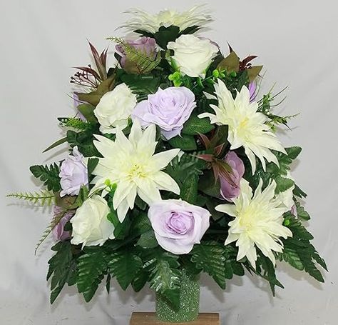 Amazon.com: XL Handmade 360-Degree Spring Mixture Cemetery Flower Vase Arrangement - Artificial Flowers for Grave Decoration : Home & Kitchen Cemetery Vases, Cemetery Headstones, Grave Decorations, Flower Vase Arrangements, Cemetery Flowers, Vase Flower, Vase Arrangements, Resting Place, Sacred Space