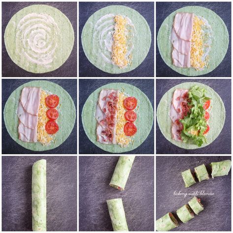 Easy Rollups, Baking With Blondie, Tortilla Pinwheels, Turkey Club, Pinwheel Recipes, Makanan Diet, Wrap Recipes, Wrap Sandwiches, Lunch Snacks