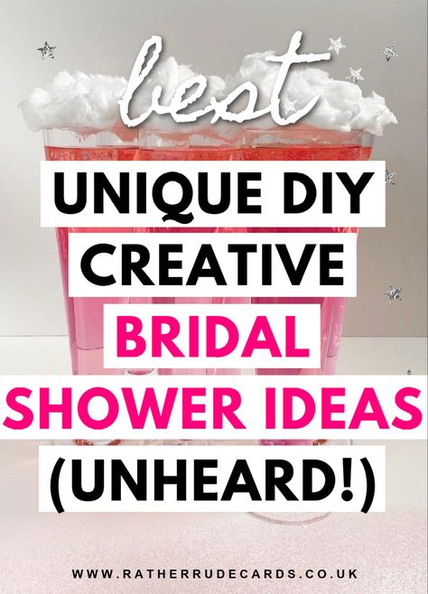 DIY creative bridal shower party themes and decor ideas Unquie Bridal Shower Games, Bridal Shower Craft Ideas, Easy Bridal Shower Ideas, Bridal Shower Low Budget, Unique Wedding Shower Ideas, Bridal Shower Arts And Crafts, Diy Bridal Shower Decorations, Unique Bridal Shower Ideas, Bridal Shower Games Rustic Theme