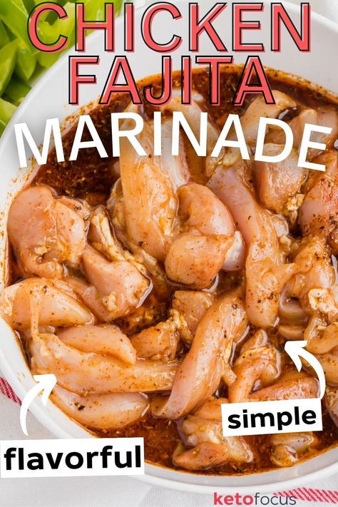 This easy chicken fajita marinade uses pantry staples and takes only 30 minutes to infuse your chicken with incredible fajita flavor! Chicken Fahitas, Fajita Chicken Marinade, Chicken Fajita Marinade, Chicken Thigh Marinade, Fajita Marinade, Man Recipes, Chicken Quesadilla Recipe, Chicken Fajita Recipe, Chicken Fajita