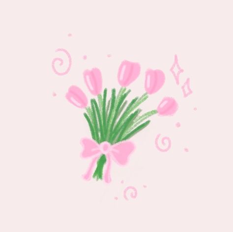 Cute Pink Flowers, Cute Flower Drawing, Tulip Drawing, Flower Doodle, Dinosaur Wallpaper, Desain Buklet, Flower Cute, Heart Iphone Wallpaper, Flower Icons