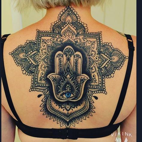 Hamsa Back Tattoo, Upside Down Hamsa Tattoo, Downward Hamsa Tattoo, Spiritual Hamsa Tattoos, Hamsa Tattoos, Blessing Hamsa Tattoo, Colored Hamsa Tattoo, Hamsa Tattoo, Mandala Tattoo Design