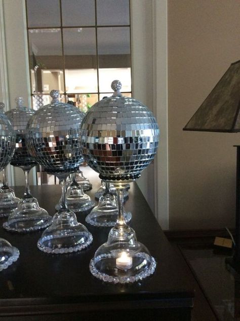 70s Disco Party Centerpieces, Wedding Table Centerpieces Disco Ball, 70s Disco Party Decorations Table Centerpieces, Disco Ball Centrepiece, 70s Party Centerpieces, Disco Centerpiece Ideas, Disco Centerpieces 70s Party, Players Ball Theme Party, Disco Table Decorations