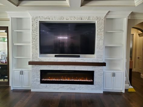 Wall unit with stone and fireplace - Furniture Design Gallery Custom Built Entertainment Centers, Wall Units With Fireplace, Custom Wall Unit, Built In Wall Units, Electric Fireplace Wall, Fireplace Furniture, Fireplace Bookshelves, Feature Wall Living Room, Living Room Wall Units