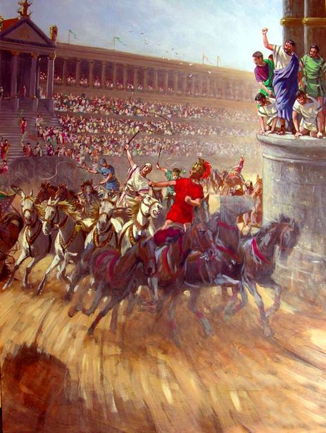 Roman chariot race- by Mark Churms Roman Legionnaire Art, Chariot Race, Chariot Racing, Roman Chariot, Roman Auxiliary Cavalry, Ancient Roman Soldier, Greek Civilization, Ac Odyssey, Roman Gladiators