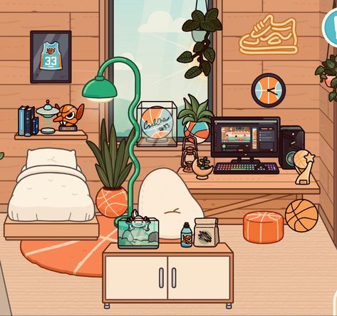 Toca Bo A Teen Bedroom, Toca Boca Basketball House Ideas, Toca Boca Teen Boy Room Ideas, Toca Boca Boys Room, Toca Boca Boy Room Ideas, Toca World Bedroom, Toca Life World Room Ideas, Toca Houses, Home Decor French Country