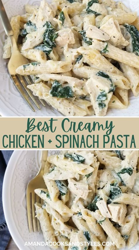 Chicken And Ricotta Recipes, Chicken Spinach Pasta Recipes, Chicken Alfredo Pasta With Spinach, Chicken Ricotta Recipes, Ricotta And Chicken Recipes, Chicken Spinach Alfredo Pasta, Chicken Spinach Ricotta, Spinach Alfredo Pasta, Spinach Dinner Recipes