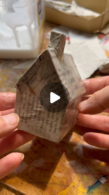 Heinz & Brummel on Instagram: "Hey friends and a warm welcome to my new followers
🥰
Today I have the second part of my short tutorial for you. You can see the next step on how I make my tiny paper houses after building the main structure. Now I’m covering it with newspaper!

Have fun and create!🏠🏠🏠
•
•
•
#paperhouse #tutorials #diytutorial #howimakeit #papercottage #cottagedreams #paperlove #diy #papercraft #tinyhouse #christmasdiy #heinzundbrummel" Tiny Paper Houses Diy, Tiny Paper Houses, Paper Cutout Design, Paper House Diy, Paper Mache House, Newspaper Art And Craft, Book Sculptures, Newspaper Crafts Diy, Newspaper Art