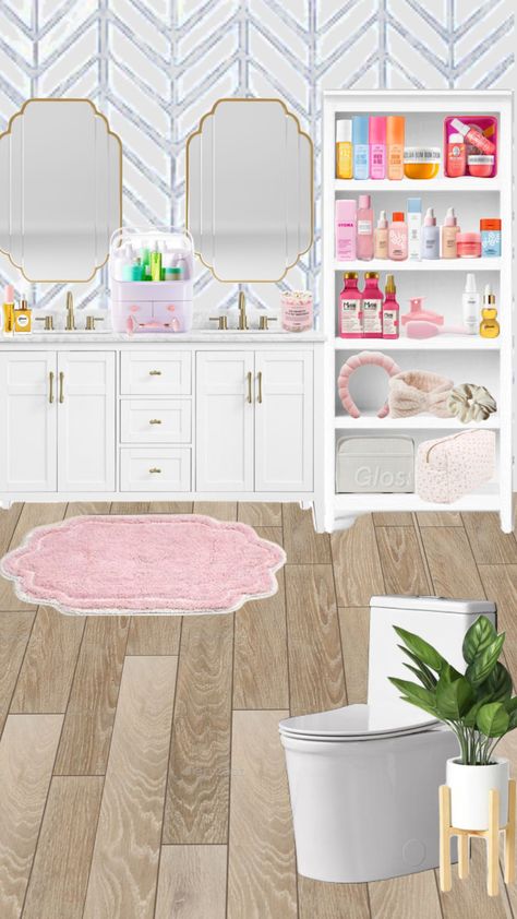 Preppy bathroom Colorful House Decor, Preppy Bathroom, Shuffles Preppy, Preppy Bedroom, Preppy Room Decor, Guest Bathrooms, Preppy Room, Girls Bathroom, Bathroom Inspo