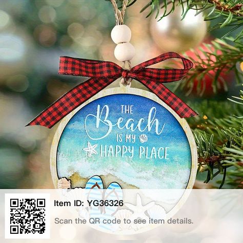 Beach Christmas Decorations, Themed Ornaments, Beach Christmas Ornaments, Beach Inspired Decor, Beach Ornaments, Beach Theme Decor, Beach Christmas, Christmas Ornaments Gifts, Wooden Christmas Ornaments