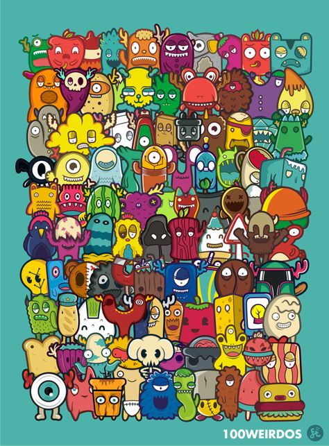 100 weirdos Character Design, Game Design, Illustration 4d Drawing, Flat Character, Doodle Monster, Monster Cartoon, Cartoon Pop, Doddle Art, Illustration Kunst, Random Character, Arte Doodle