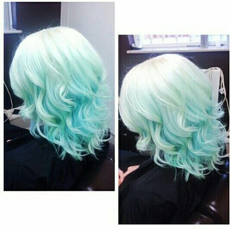 Mint hair ombre blond Green Hair Ombre, Blue Hairstyles, Hairstyles Ombre, Mint Green Hair, Ombre Blond, Mint Hair, Ombre Hair Blonde, Ombre Blonde, Hair Ombre