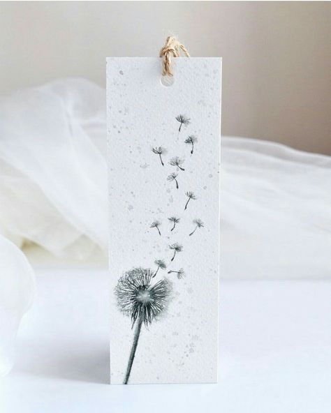 Dandelion Bookmark, Scrapbook Bookmarks, Handmade Bookmarks Diy, Floral Doodle, Bookmark Craft, Watercolor Bookmarks, Cute Bookmarks, Diy Bookmarks, Watercolor Flowers Paintings