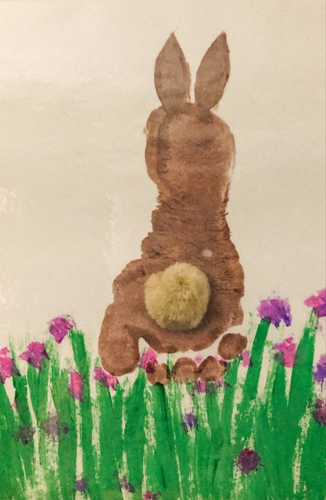 Footprint Bunny, Bunny Footprint, Farm Animal Crafts, Easter Crafts For Toddlers, Baby Art Projects, Footprint Crafts, Easter Preschool, Footprint Art, Animal Crafts For Kids