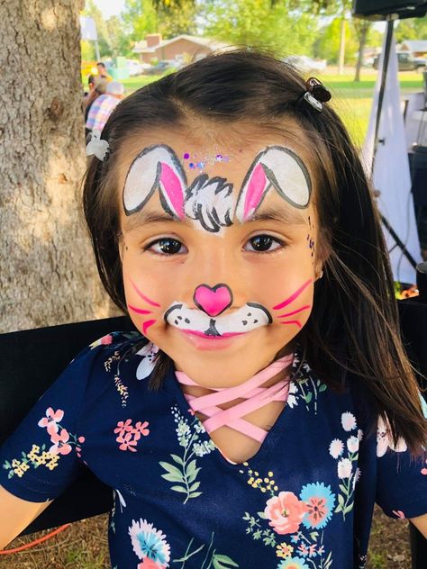 Simple Bunny Face Paint, Easter Bunny Face Paint Easy, Face Paint Rabbit, Easy Easter Face Paint, Face Painting Bunny, Face Paint Bunny, Easter Bunny Face Paint, Rabbit Face Paint, Easter Face Painting