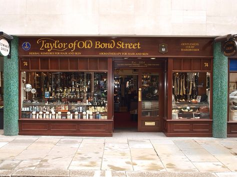 Storefront to Taylor of Old Bond Street. Shop Front Design, Wet Shaving, Bond Street, Building Plans, Diy Signs, Front Garden, Shop Signs, Store Fronts, Frame Design