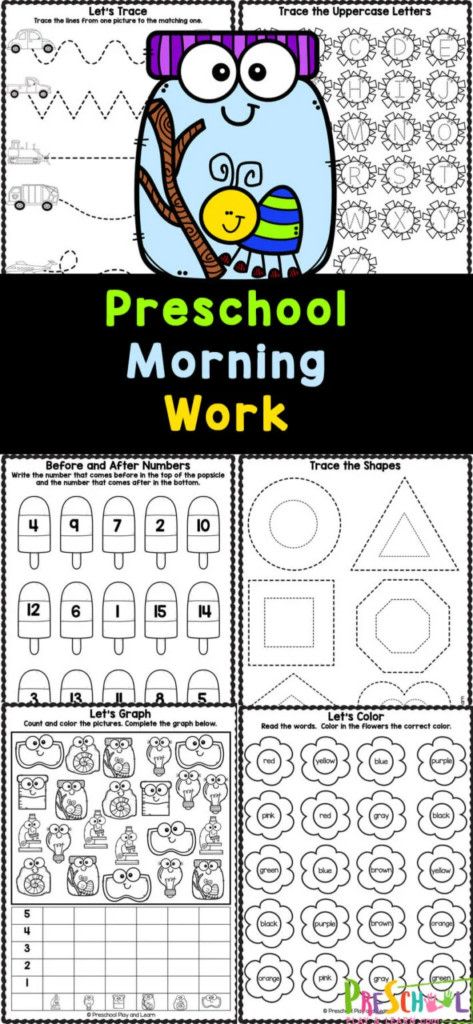 Preschool Activity Worksheets Morning Work Preschool, Morning Worksheets, Spring Worksheets Preschool, Free Morning Work, Free Preschool Activities, Preschool Construction, Preschool Sight Words, Worksheets For Preschoolers, Pencil Control