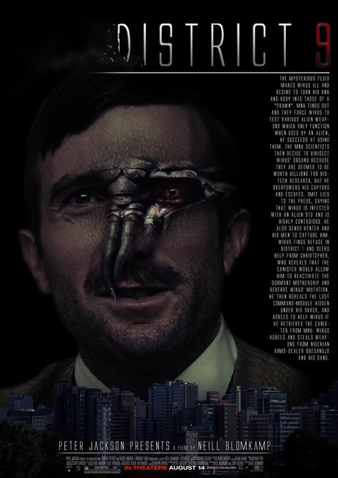 District 9 by LiamMoney District 9 Poster, District 9 Movie, Neill Blomkamp, 9 Movie, District 9, The Aliens, Social Problem, Spacecraft, Graphic Poster