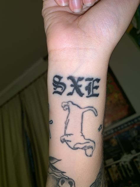 my new SxE tattoo be true and stay alive! Straight Edge Tattoo, Edge Tattoo, Stay Alive, Straight Edge, Tattoo Quotes, Tatting, Tattoos