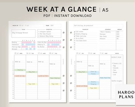 Planner Horizontal Layout, Weekly Planner Design, Planning Sheet, Weekly Planner Inserts, Week At A Glance, Planner Review, Week Planner, Planner Inserts Printable, Checklist Template