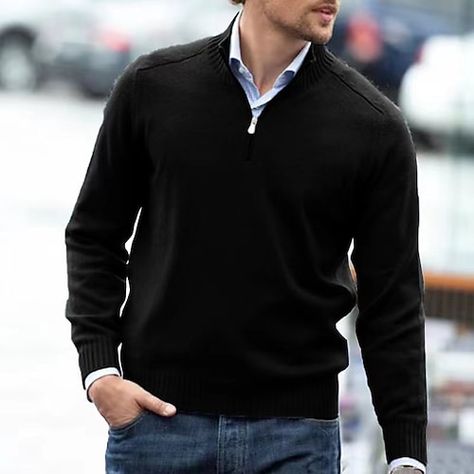 Sweater Jumper Dress, Mens Pullover Sweater, Weekend Work, Classy Outfits Men, Winter Fabric, Knit Style, Sweater Jumper, Bottoming Shirt, Warm Sweaters