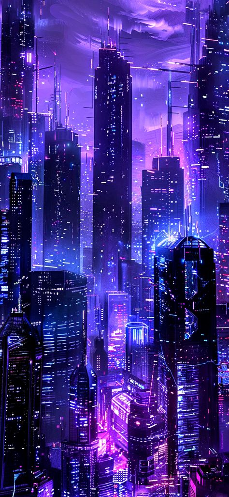 Purple Aesthetic Cyberpunk, Purple City Aesthetic Wallpaper, Purple Cyberpunk Wallpaper, Midnight City Aesthetic, Purple City Aesthetic, Cyberpunk Wallpaper Iphone, Cyberpunk City Aesthetic, Vice Aesthetic, Cyberpunk Neon City