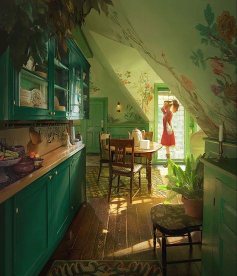 Arrietty Fanart, 70s Interior, Studio Ghibli Art, Apartment Plans, House Goals, Slice Of Life, Room Aesthetic, Interior Art, Little House