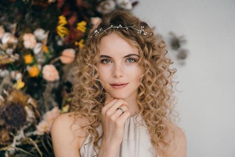 simple crystal wedding hairvine