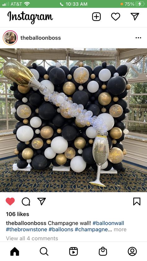 Birthday Backdrop Ideas For Men Diy, 35 Birthday Decorations, Balloon Bouquet Diy, Champagne Birthday, Deco Ballon, Disco Party Decorations, Black And Gold Balloons, 50th Birthday Party Decorations, 50th Birthday Decorations