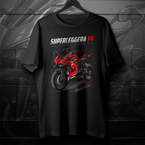 Do you ride Ducati Superleggera V4? If yes, maybe you are looking for a unique t-shirt with the design of your motorcycle?! Look at this one! Unique design by Moto Animals We've created a range of products, including t-shirts, hoodies, stickers, and mugs, featuring all these vibrant colors. You can find them in our store. Let's talk briefly about our t-shirt: - Available in sizes S-5XL - Made from 100% Airlume combed and ringspun cotton (fiber content may vary for different colors) - Light fabric (4.2 oz/yd² or 142 g/m²) - Retail fit - Tear-away label - Runs true to size This classic unisex jersey short sleeve tee feels as comfortable as a well-loved favorite. The soft cotton and quality print will make you fall in love with it over and over again. These t-shirts come with ribbed knit coll Motorcycle Tee Shirts, Ride A Motorcycle, Yamaha Mt 09, Motos Yamaha, Hoodies Stickers, Suzuki Hayabusa, Ducati Panigale, Biker Shirts, Motorcycle Tshirts