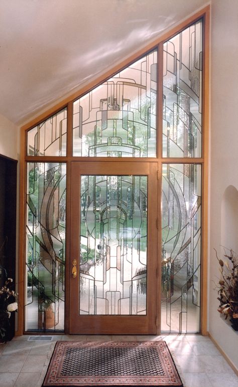 Custom Stained Glass Windows Columbus, Ohio - Residential Homes | Franklin Art Glass Glass Door Designs, Modern Partition Walls, Custom Wood Doors, Modern Stained Glass, Stained Glass Door, Door Glass Design, Glass Doors Interior, Custom Stained Glass, Interiors Dream