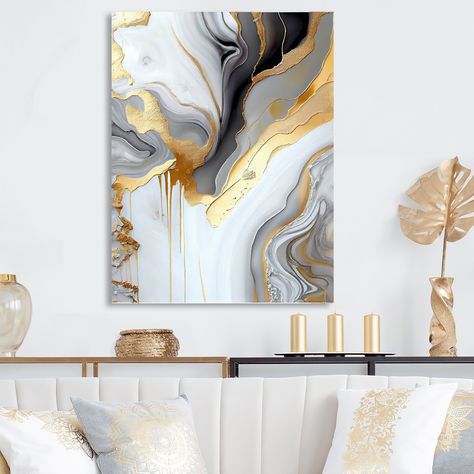 Condo Art, White And Gold Marble, Marble Abstract, Acrylic Wall Decor, Modern Wall Art Canvas, Blue Poster, Gold Marble, Living Room Pictures, Acrylic Wall Art