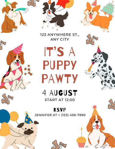 Puppy Invitation, Bday invite, Kids Party, Puppy Pawty Invite, Digital Template, Digital Upload, Instant Upload, Pawty Birthday Puppy Invitations, Puppy Pawty, Bday Invitations, Birthday Invites, Puppy Birthday, Boy Birthday Parties, 3rd Birthday, Boy Birthday, Invitation Paper