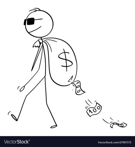 Money Cartoon Drawing, Money Drawing Easy, Money Drawing Sketches, Money Bag Drawing, Rich Drawing, Sticky Man, Dollar Currency, Stick Men Drawings, Money Illustration