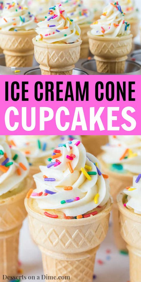 Cake Cones Cupcakes, Ice Cream Birthday Party Theme, Cone Cupcakes, Ice Cream Cone Cupcakes, Ice Cream Cone Cake, Cake In A Cone, Theme Carnaval, Cake Mix Ingredients, Cupcake Cones