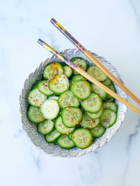 A simple, but flavorful Asian Cucumber Salad that is easy and refreshing. Make it low carb and keto friendly by using sugar substitute. Soy Cucumber Salad, Low Carb Asian Salad, Asian Cumcuber Salad, Cucumber Salad Asian Rice Vinegar, Smashed Cucumber Salad Asian, Best Summer Salads, Protein Meal Plan, Asian Cucumber Salad, Low Carb Veggies