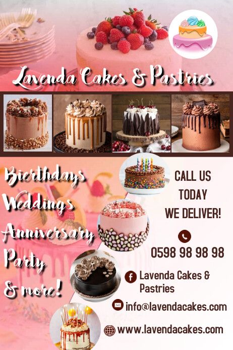 Editable Flyers Cakes & Pastries, Bakers & confectionery Restaurant & Hotels Food poster Designs Cake Shop Design, Cake Pictures, Bakery Cakes, Cake Shop, Business Flyer, Shop Design, Pastry, Restaurant, Cake