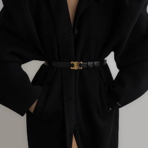 Celine Medium Black Belt Celine Triomphe Belt Outfit, Celine Belt Outfit, Celine Triomphe Belt, Celine Pico Belt Bag, Belt Bag Fashion, Celine Belt, Bags Brands, Celine Accessories, Celine Triomphe